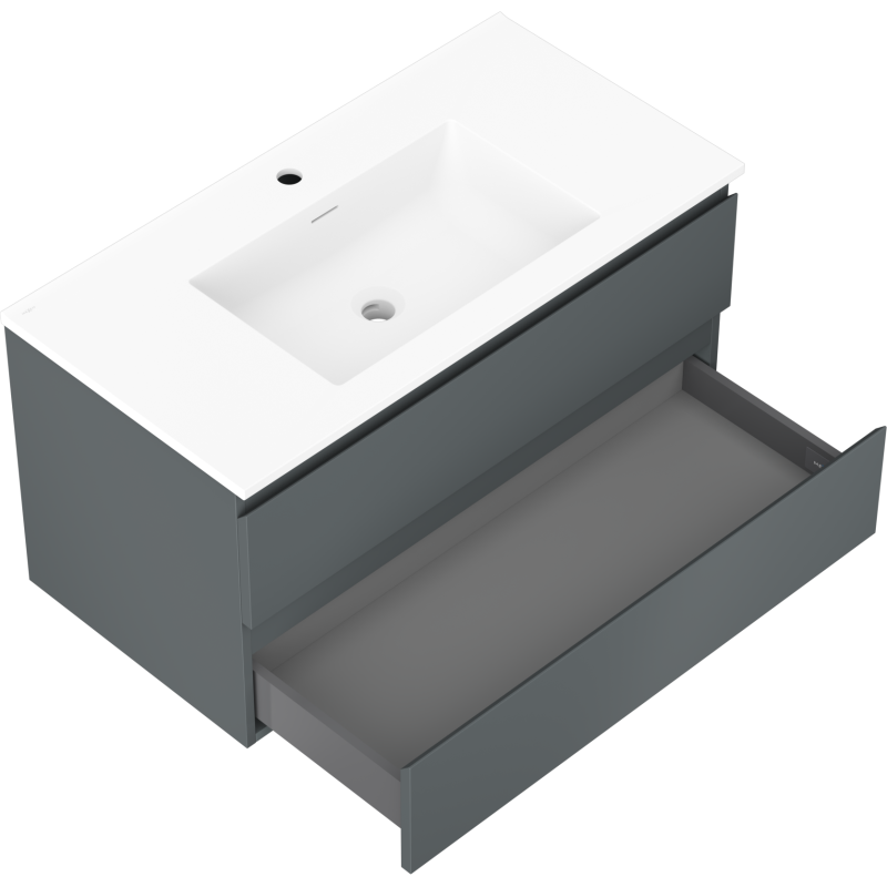 Mexen Orio meuble de salle de bains 90 cm avec lavabo Otis, 2 tiroirs, graphite mat/blanc mat - 91A10-09047-2-BFF66-W18M01