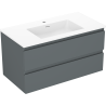 Mexen Orio Armoire de salle de bains 90 cm avec lavabo Otis, 2 tiroirs, graphite mat/blanc mat - 91A10-09047-2-BFF66-W18M01