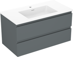 Mexen Orio Armoire de salle de bains 90 cm avec lavabo Otis, 2 tiroirs, graphite mat/blanc mat - 91A10-09047-2-BFF66-W18M01