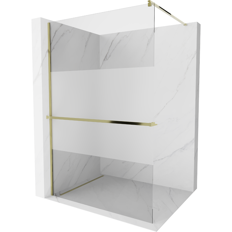 Mexen Kioto+ paroi de douche avec étagère Walk-in 70 x 200 cm, transparent/givre, or - 800-070-121-50-35