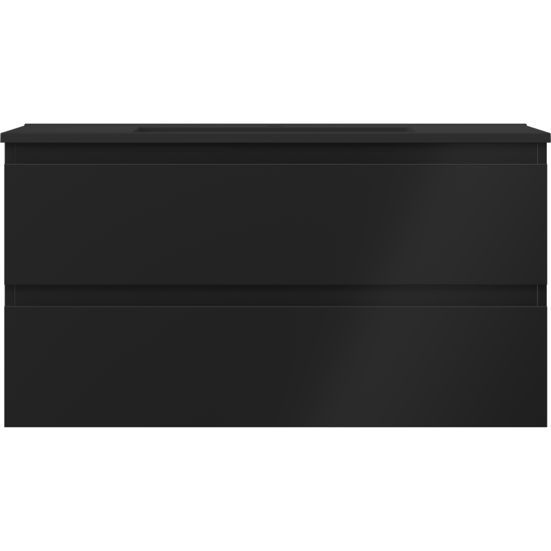 Mexen Orio armoire de salle de bain 90 cm avec lavabo Otis, 2 tiroirs, noir mat - 91A10-09047-2-BFF71-W18M71