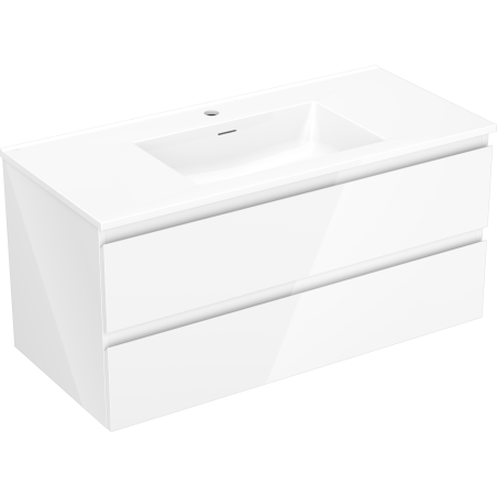 Mexen Orio placard de salle de bain 100 cm avec lavabo Otis, 2 tiroirs, blanc brillant - 91A10-10047-2-BFF00-W18M00