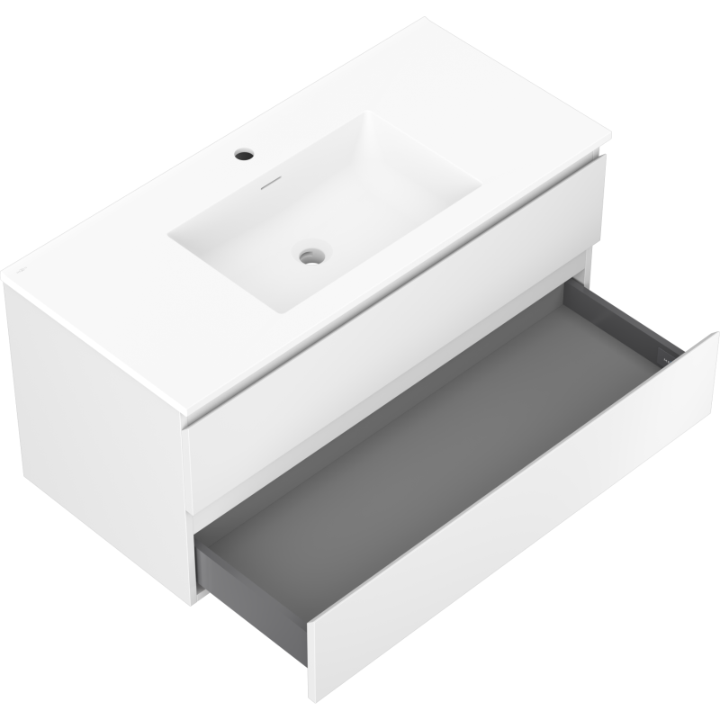 Mexen Orio meuble de salle de bain 100 cm avec lavabo Otis, 2 tiroirs, blanc mat - 91A10-10047-2-BFF01-W18M01