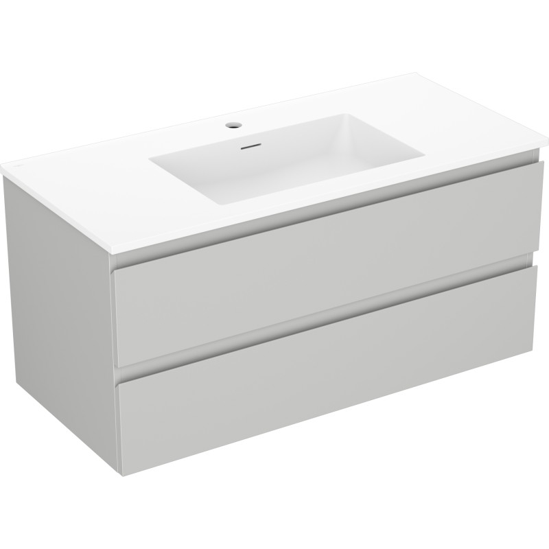 Mexen Orio armoire de salle de bain 100 cm avec lavabo Otis, 2 tiroirs, gris mat/blanc mat - 91A10-10047-2-BFF62-W18M01