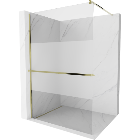 Mexen Kioto+ paroi de douche avec étagère Walk-in 100 x 200 cm, transparent/givre, or - 800-100-121-50-35