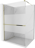 Mexen Kioto+ paroi de douche avec étagère Walk-in 100 x 200 cm, transparent/givré, dorée - 800-100-121-50-35