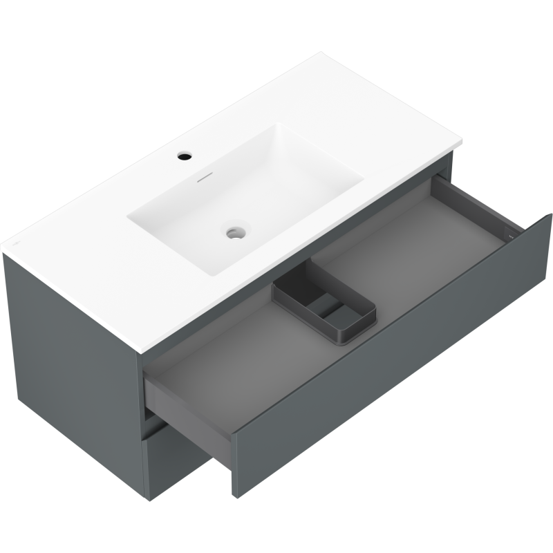 Mexen Orio meuble de salle de bain 100 cm avec lavabo Otis, 2 tiroirs, graphite mat/blanc mat - 91A10-10047-2-BFF66-W18M01