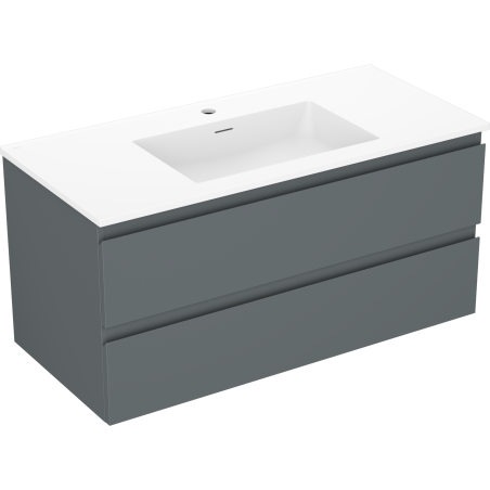 Mexen Orio meuble de salle de bain 100 cm avec lavabo Otis, 2 tiroirs, graphite mat/blanc mat - 91A10-10047-2-BFF66-W18M01