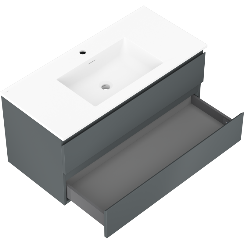 Mexen Orio meuble de salle de bain 100 cm avec lavabo Otis, 2 tiroirs, graphite mat/blanc mat - 91A10-10047-2-BFF66-W18M01