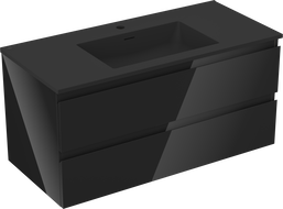 Mexen Orio meuble de salle de bain 100 cm avec lavabo Otis, 2 tiroirs, noir brillant/noir mat - 91A10-10047-2-BFF70-W18M71