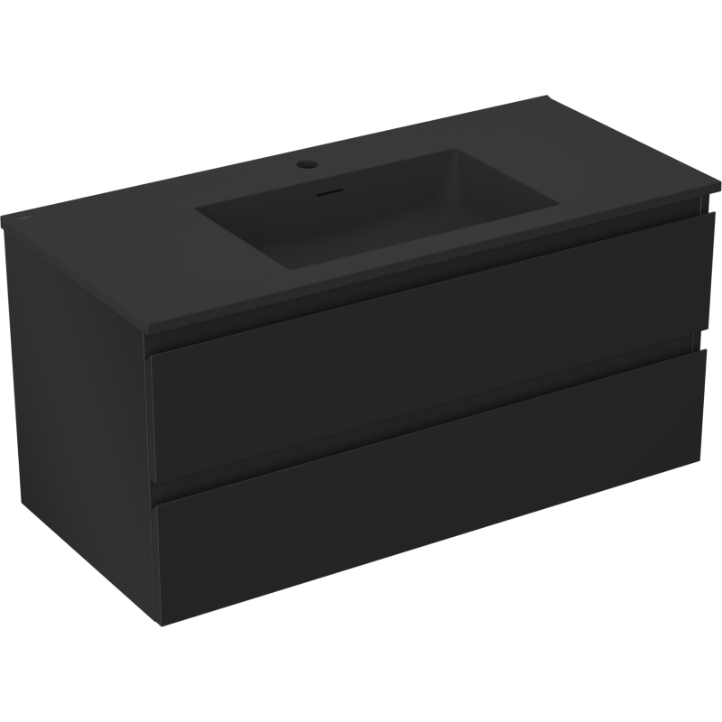 Mexen Orio meuble de salle de bain 100 cm avec lavabo Otis, 2 tiroirs, noir mat - 91A10-10047-2-BFF71-W18M71