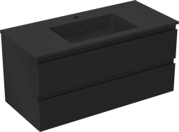 Mexen Orio armoire de salle de bain 100 cm avec lavabo Otis, 2 tiroirs, noir mat - 91A10-10047-2-BFF71-W18M71