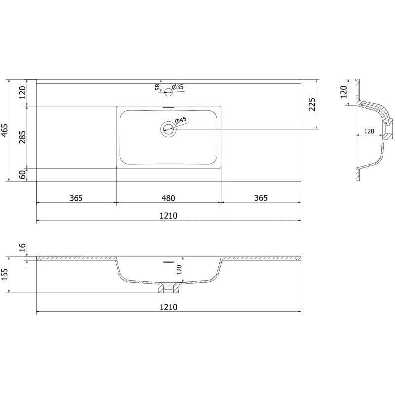 Mexen Orio meuble de salle de bain 120 cm avec lavabo Otis, 2 tiroirs, blanc brillant - 91A10-12047-2-BFF00-W18M00