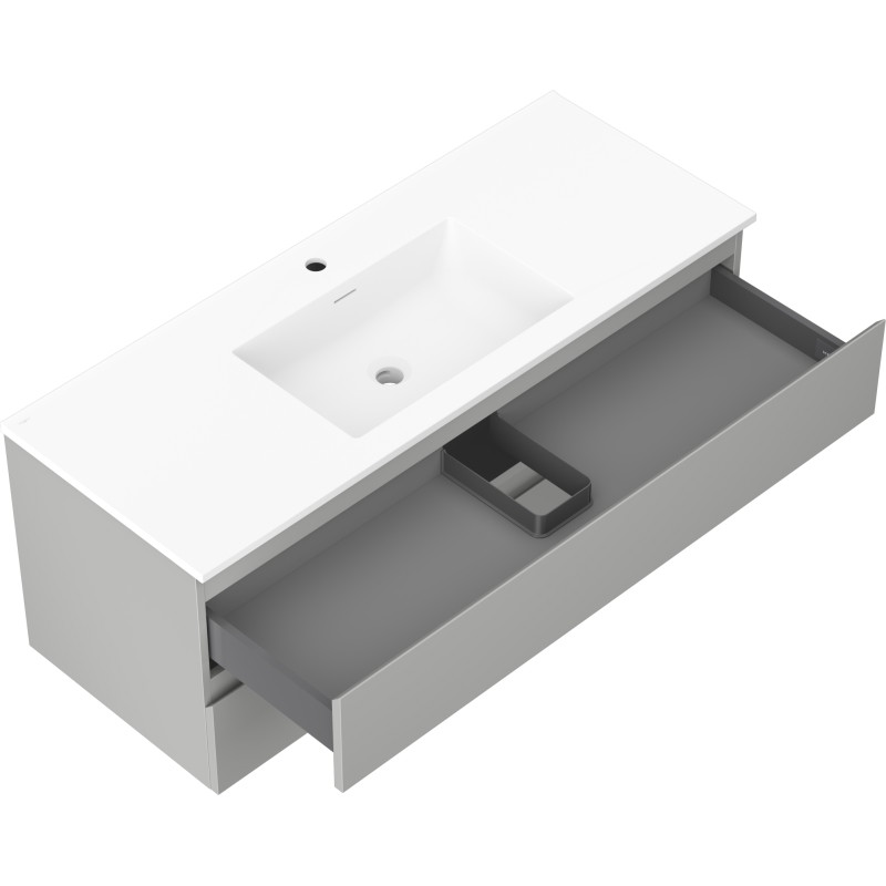 Mexen Orio armoire de salle de bain 120 cm avec lavabo Otis, 2 tiroirs, gris mat/blanc mat - 91A10-12047-2-BFF62-W18M01