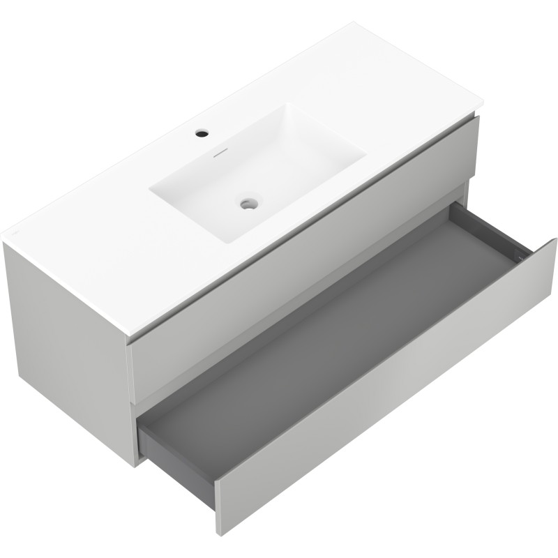 Mexen Orio armoire de salle de bain 120 cm avec lavabo Otis, 2 tiroirs, gris mat/blanc mat - 91A10-12047-2-BFF62-W18M01