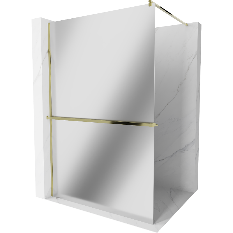 Mexen Kioto+ paroi de douche avec étagère Walk-in 70 x 200 cm, miroir, or - 800-070-121-50-50