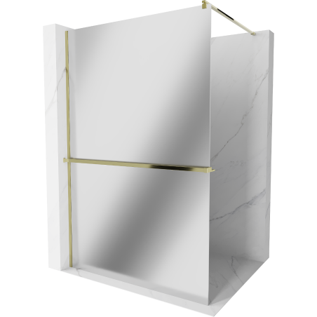 Mexen Kioto+ paroi de douche avec étagère Walk-in 70 x 200 cm, miroir, or - 800-070-121-50-50