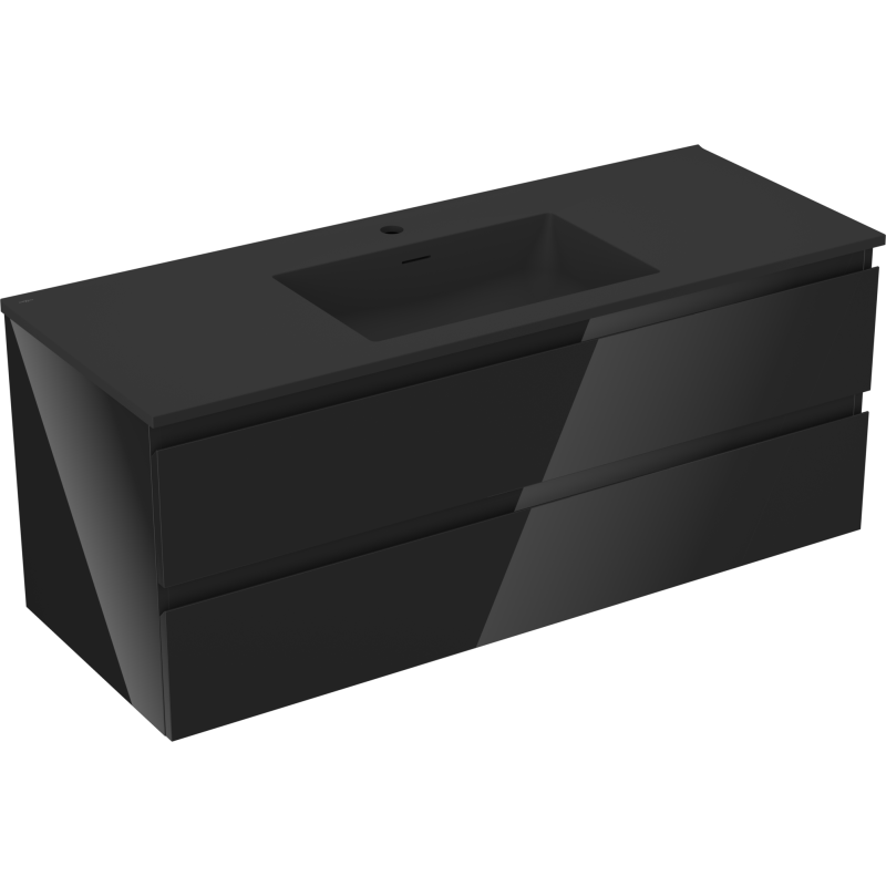 Mexen Orio meuble de salle de bain 120 cm avec lavabo Otis, 2 tiroirs, noir brillant/noir mat - 91A10-12047-2-BFF70-W18M71