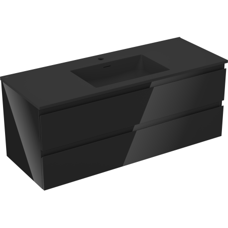 Mexen Orio meuble de salle de bain 120 cm avec lavabo Otis, 2 tiroirs, noir brillant/noir mat - 91A10-12047-2-BFF70-W18M71