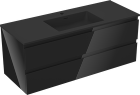 Mexen Orio meuble de salle de bain 120 cm avec lavabo Otis, 2 tiroirs, noir brillant/noir mat - 91A10-12047-2-BFF70-W18M71