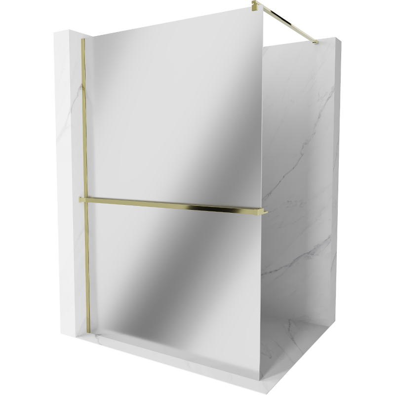 Mexen Kioto+ paroi de douche avec étagère Walk-in 100 x 200 cm, miroir, doré - 800-100-121-50-50