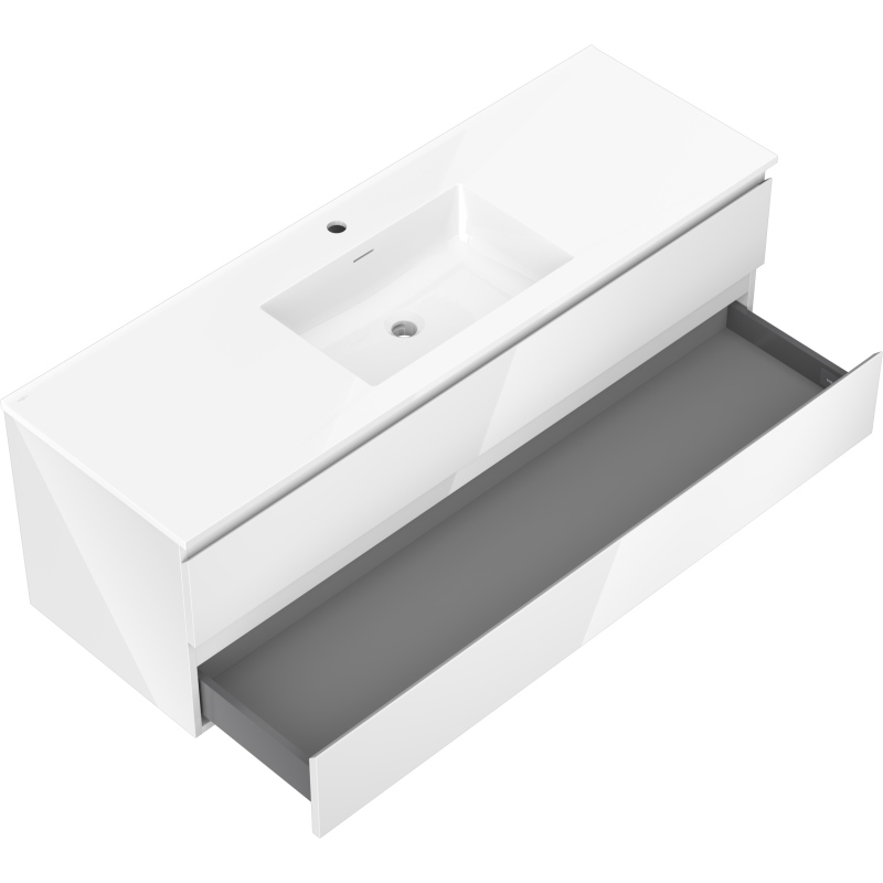Mexen Orio meuble de salle de bains 140 cm avec lavabo Otis, 2 tiroirs, blanc brillant - 91A10-14047-2-BFF00-W18M00