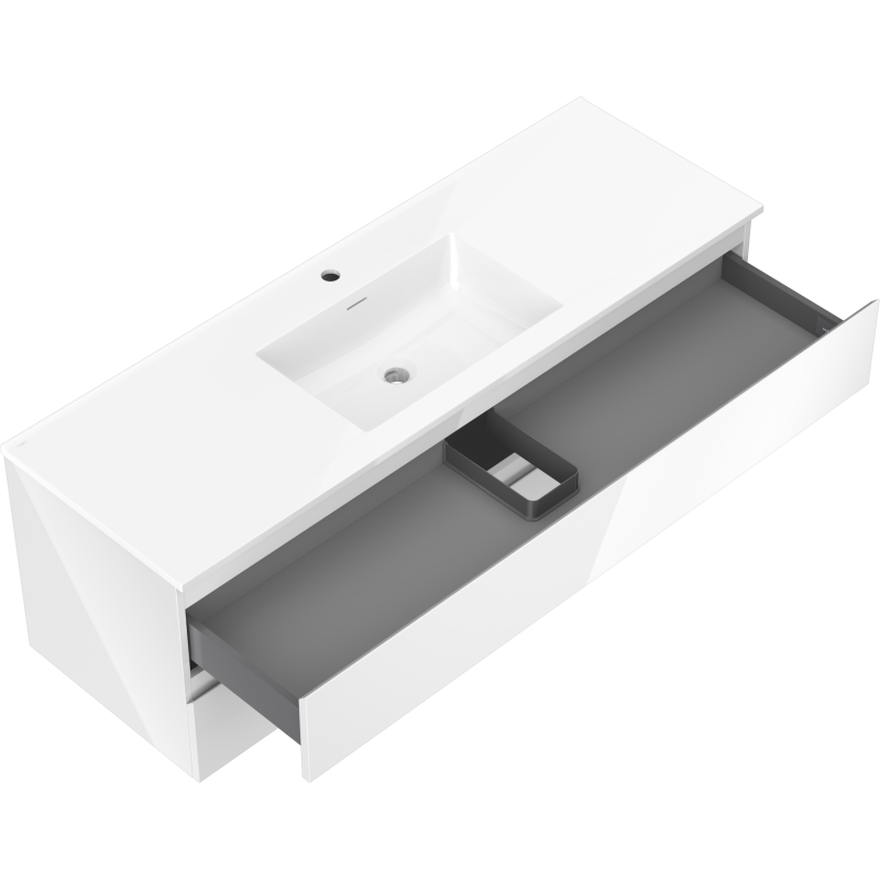 Mexen Orio meuble de salle de bains 140 cm avec lavabo Otis, 2 tiroirs, blanc brillant - 91A10-14047-2-BFF00-W18M00