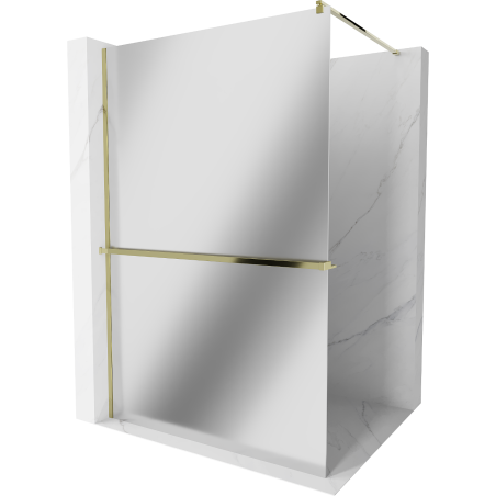 Mexen Kioto+ paroi de douche avec étagère Walk-in 120 x 200 cm, miroir, doré - 800-120-121-50-50