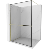 Mexen Kioto+ paroi de douche avec étagère Walk-in 80 x 200 cm, cadre noir, doré - 800-080-121-50-70