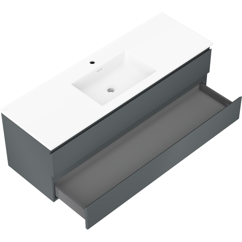 Mexen Orio meuble de salle de bain 140 cm avec lavabo Otis, 2 tiroirs, graphite mat/blanc mat - 91A10-14047-2-BFF66-W18M01