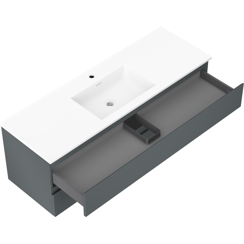 Mexen Orio meuble de salle de bain 140 cm avec lavabo Otis, 2 tiroirs, graphite mat/blanc mat - 91A10-14047-2-BFF66-W18M01