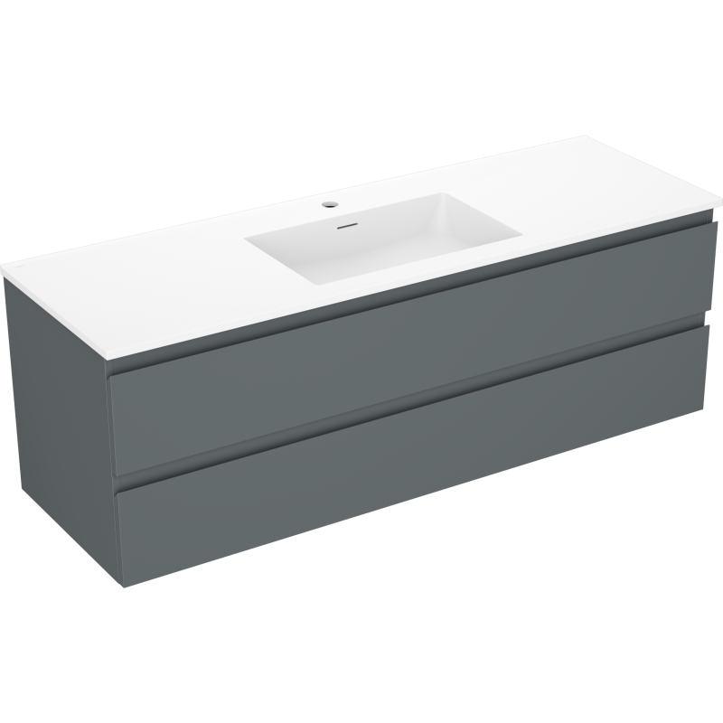 Mexen Orio meuble de salle de bain 140 cm avec lavabo Otis, 2 tiroirs, graphite mat/blanc mat - 91A10-14047-2-BFF66-W18M01