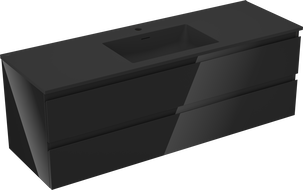 Mexen Orio armoire de salle de bains 140 cm avec lavabo Otis, 2 tiroirs, noir brillant/noir mat - 91A10-14047-2-BFF70-W18M71