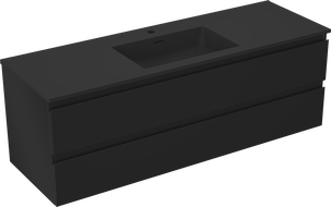 Mexen Orio meuble de salle de bain 140 cm avec lavabo Otis, 2 tiroirs, noir mat - 91A10-14047-2-BFF71-W18M71