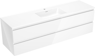 Armoire de salle de bains Mexen Orio 160 cm avec lavabo Otis, 2 tiroirs, blanc brillant - 91A10-16047-2-BFF00-W18M00