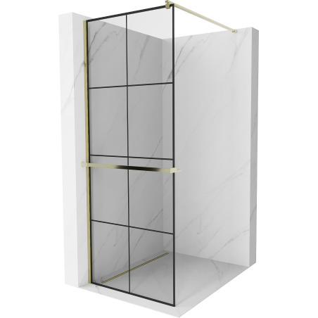 Mexen Kioto+ paroi de douche Walk-in 70 x 200 cm, motif noir, or - 800-070-121-50-77