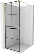 Mexen Kioto+ paroi de douche avec étagère Walk-in 90 x 200 cm, quadrillage noir, dorée - 800-090-121-50-77