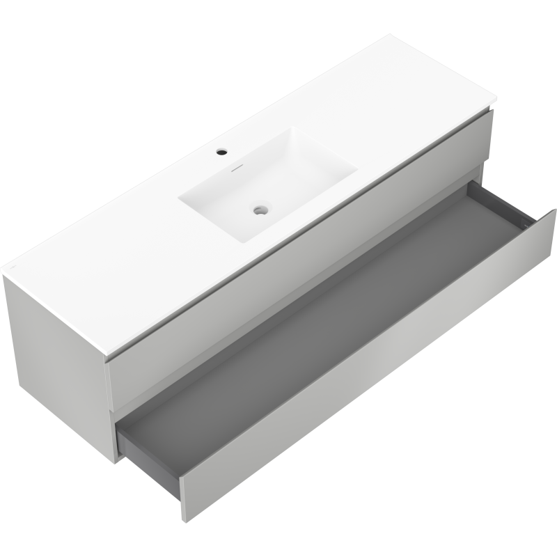 Mexen Orio armoire de salle de bain 160 cm avec lavabo Otis, 2 tiroirs, gris mat/blanc mat - 91A10-16047-2-BFF62-W18M01