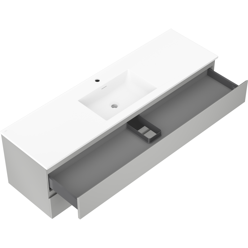 Mexen Orio armoire de salle de bain 160 cm avec lavabo Otis, 2 tiroirs, gris mat/blanc mat - 91A10-16047-2-BFF62-W18M01