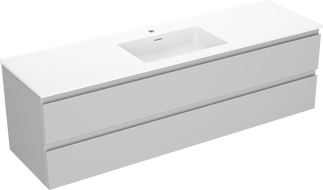 Mexen Orio armoire de salle de bain 160 cm avec lavabo Otis, 2 tiroirs, gris mat/blanc mat - 91A10-16047-2-BFF62-W18M01