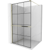 Mexen Kioto+ paroi de douche avec étagère Walk-in 100 x 200 cm, carreaux noirs, dorés - 800-100-121-50-77