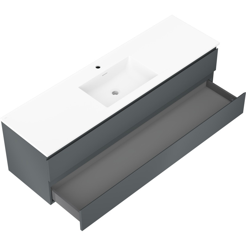 Mexen Orio armoire de salle de bain 160 cm avec lavabo Otis, 2 tiroirs, graphite mat/blanc mat - 91A10-16047-2-BFF66-W18M01