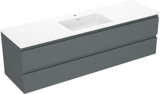 Mexen Orio armoire de salle de bain 160 cm avec lavabo Otis, 2 tiroirs, graphite mat/blanc mat - 91A10-16047-2-BFF66-W18M01