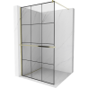 Mexen Kioto+ paroi de douche avec étagère Walk-in 120 x 200 cm, grille noire, dorée - 800-120-121-50-77