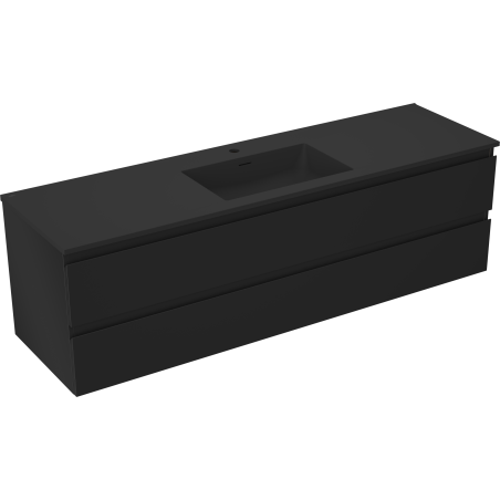 Mexen Orio meuble de salle de bain 160 cm avec lavabo Otis, 2 tiroirs, noir mat - 91A10-16047-2-BFF71-W18M71