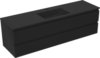 Mexen Orio meuble de salle de bain 160 cm avec lavabo Otis, 2 tiroirs, noir mat - 91A10-16047-2-BFF71-W18M71