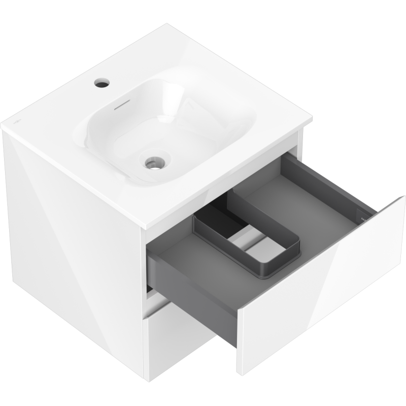 Mexen Orio meuble de salle de bains 50 cm avec lavabo Vela, 2 tiroirs, blanc brillant - 91A10-05047-2-BFF00-W23M00
