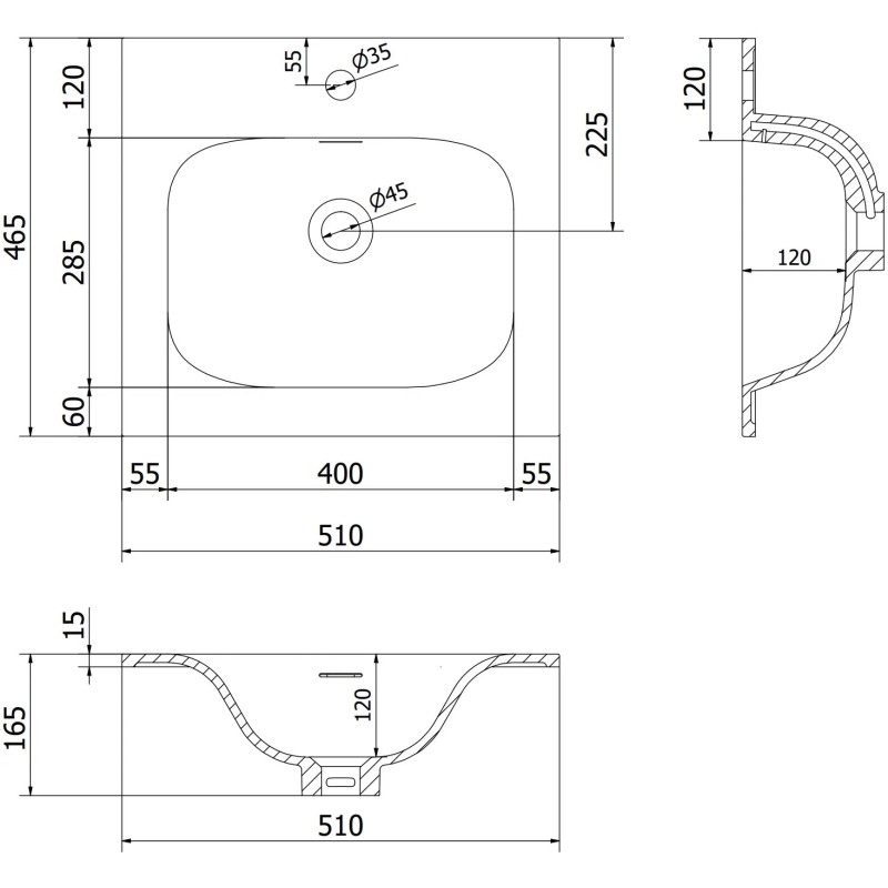 Mexen Orio meuble de salle de bains 50 cm avec lavabo Vela, 2 tiroirs, blanc mat - 91A10-05047-2-BFF01-W23M01