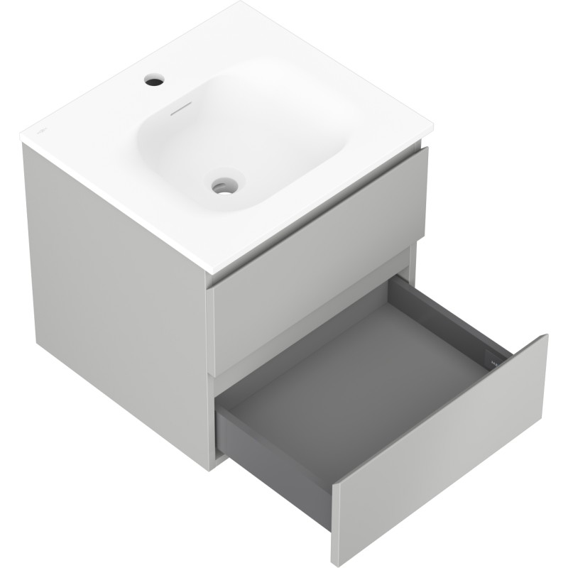 Mexen Orio armoire de salle de bain 50 cm avec lavabo Vela, 2 tiroirs, gris mat/blanc mat - 91A10-05047-2-BFF62-W23M01