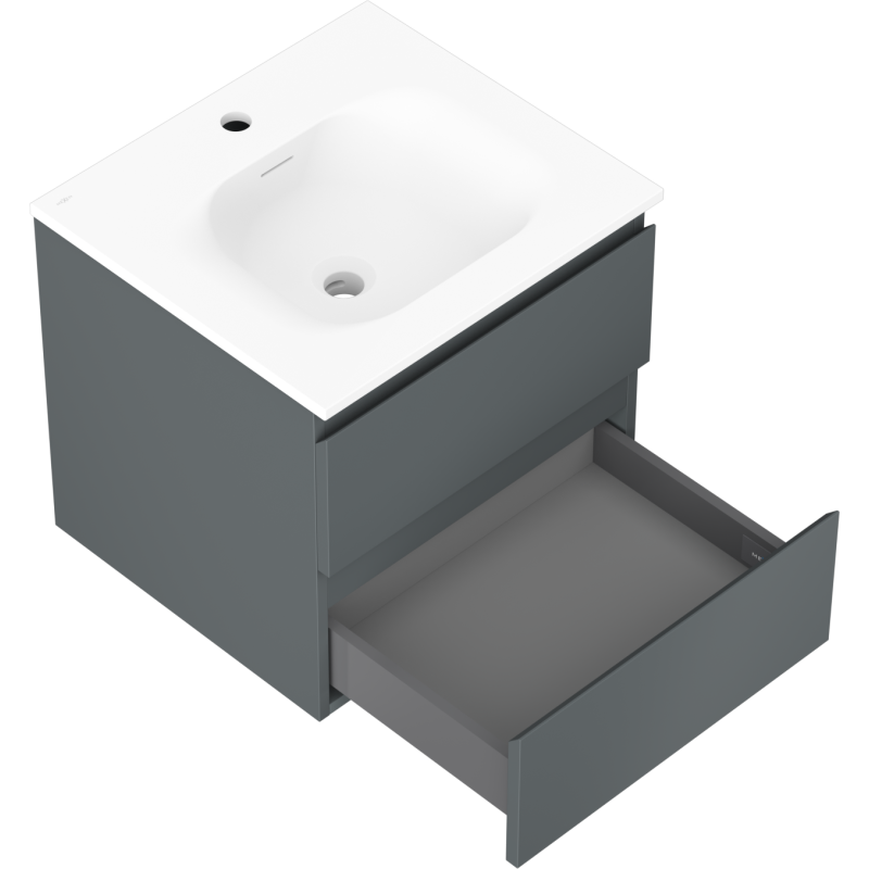 Mexen Orio armoire de salle de bain 50 cm avec lavabo Vela, 2 tiroirs, graphite mat/blanc mat - 91A10-05047-2-BFF66-W23M01